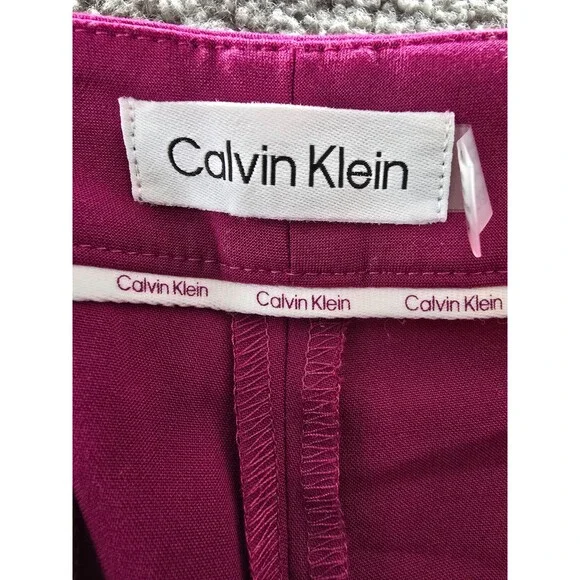 Calvin Klein Petite Luxe Highline Pants Women's 12P Mulberry Hook & Bar Closure - Picture 12 of 15